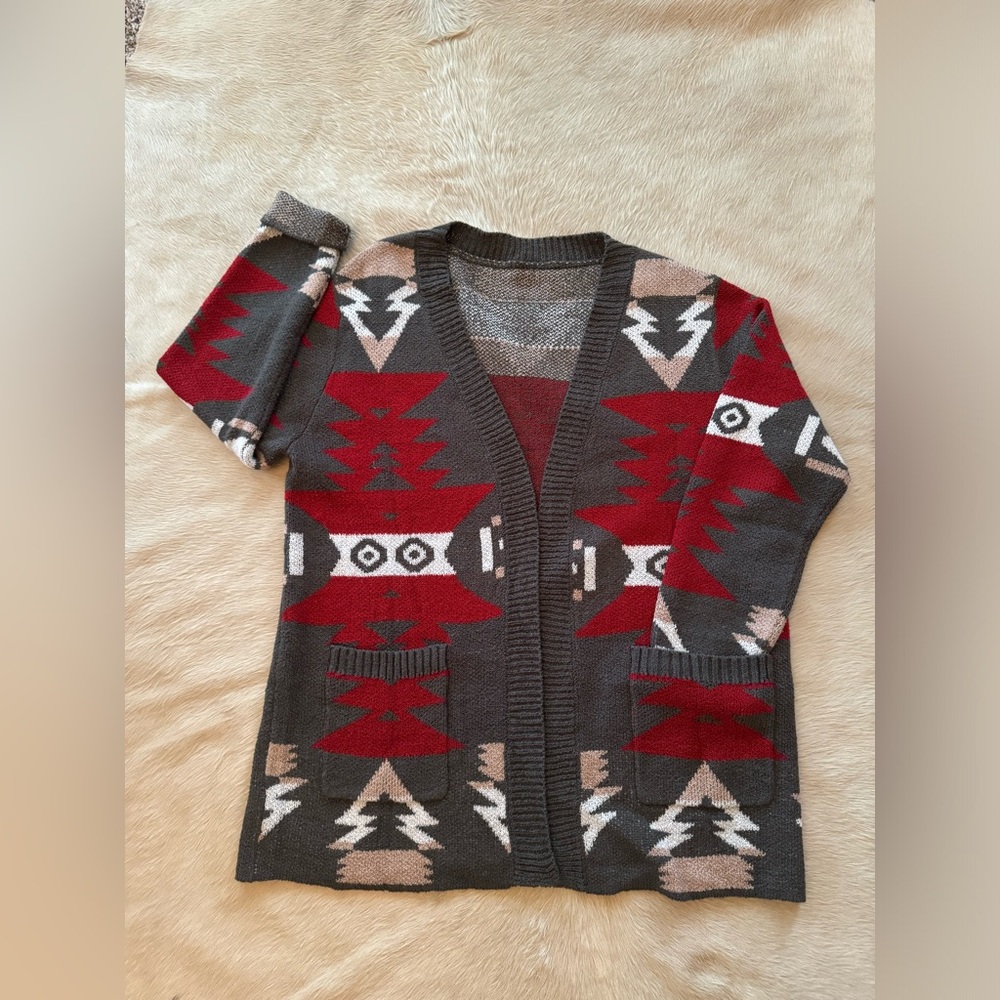 Beautiful Native-Inspired Cardigan Sweater Size X-Large